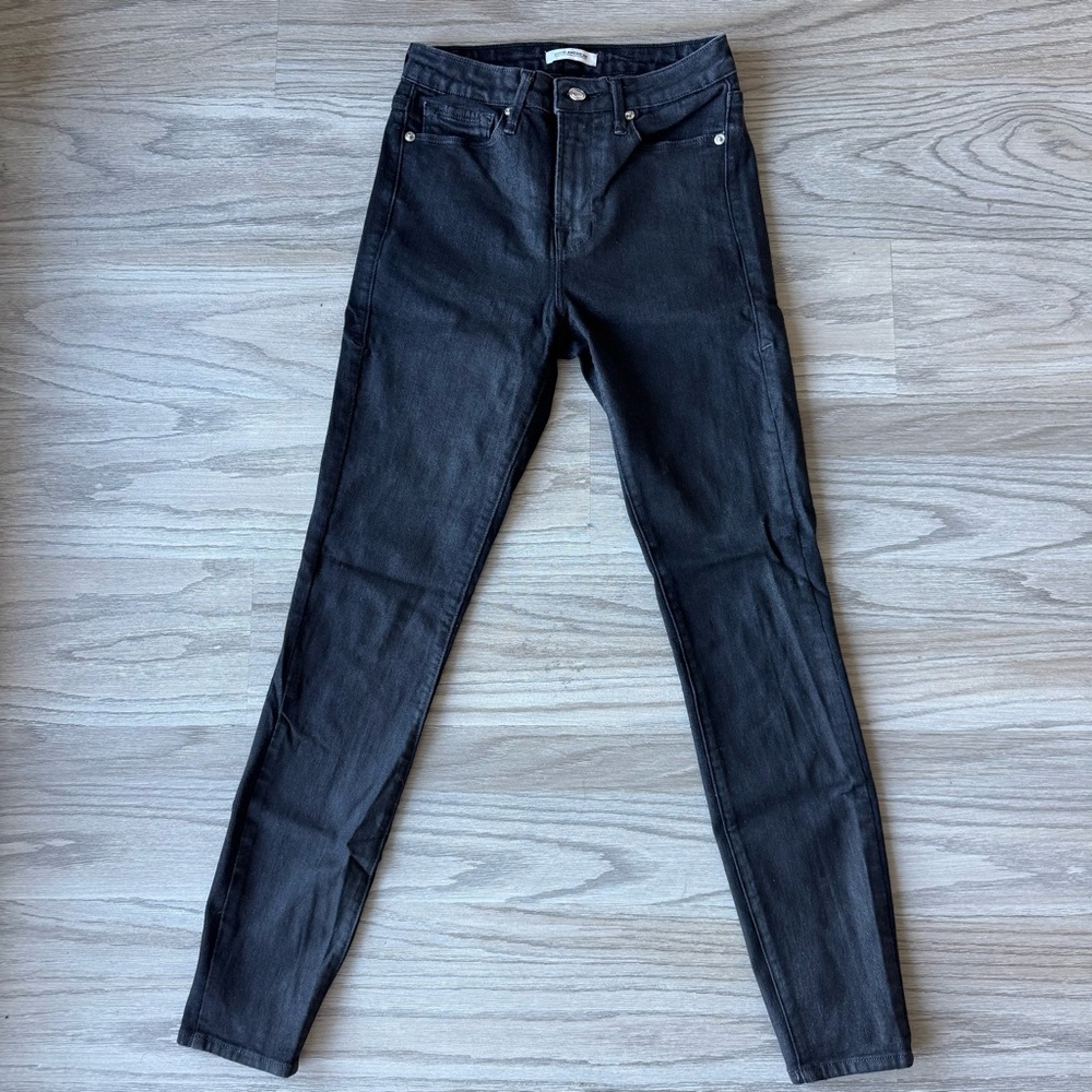 Good American Black Coated Skinny Jeans